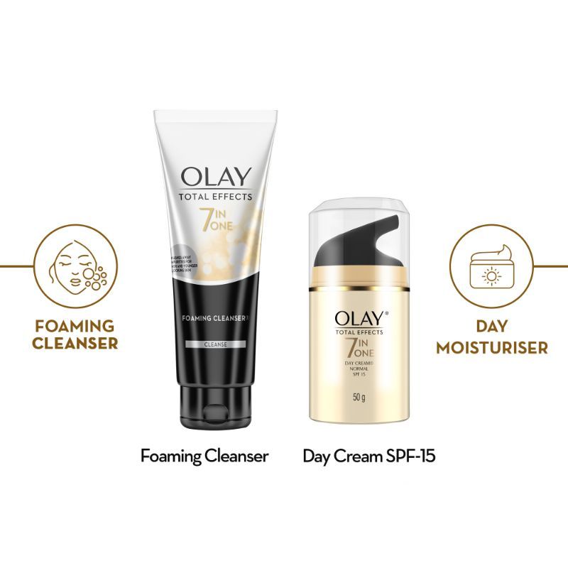 Olay Total Effects Gift Pack - Day Cream & Cleanser, Fights 7 Signs of Ageing With Niacimide, 150g Buy at Indicrest Image 2