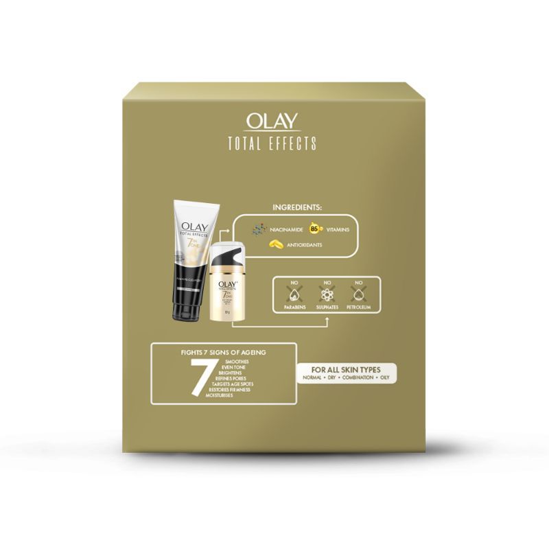 Olay Total Effects Gift Pack - Day Cream & Cleanser, Fights 7 Signs of Ageing With Niacimide, 150g Buy at Indicrest Image 3