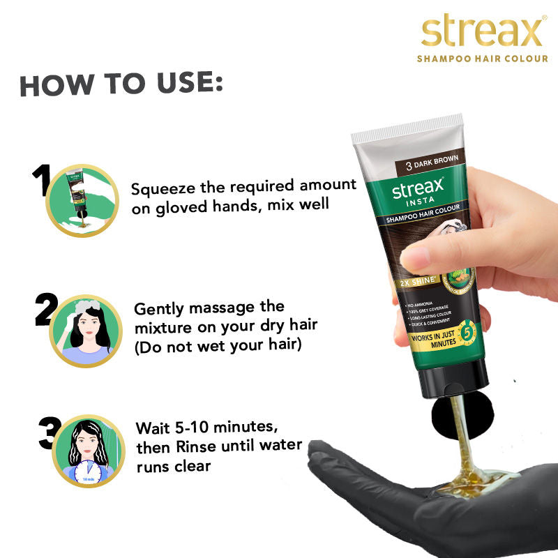 Streax Insta Shampoo Hair Colour - Dark Brown, 200ml Buy at Indicrest Image 6