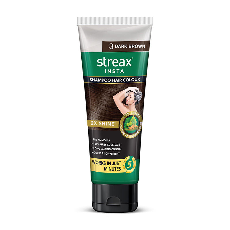 Streax Insta Shampoo Hair Colour - Dark Brown, 200ml Buy at Indicrest Image 7