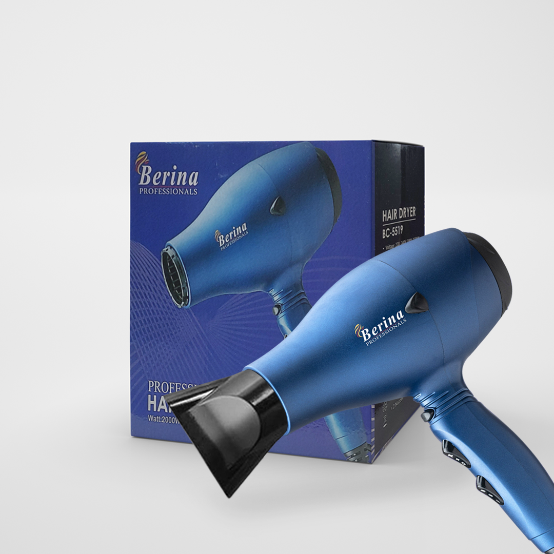 Berina Professional Pro-Style Lightweight BC-5519 Hair Dryer | Powerful Airflow & Fast Drying, BC-5519