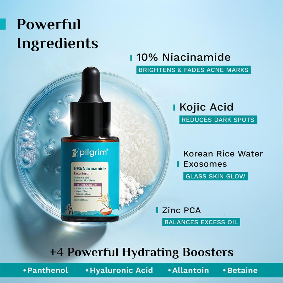 Pilgrim 10% Niacinamide Face Serum With Kojic Acid & Korean Rice Water, 30ml - Image 5 - Buy from Indicrest