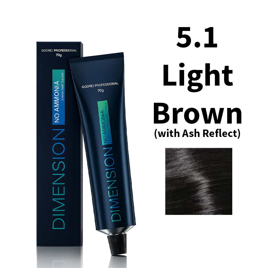 Godrej Professional Dimension No Ammonia Cream Hair Colour Ash Reflects 5.1 - Light Brown (with Ash Reflect) 70g