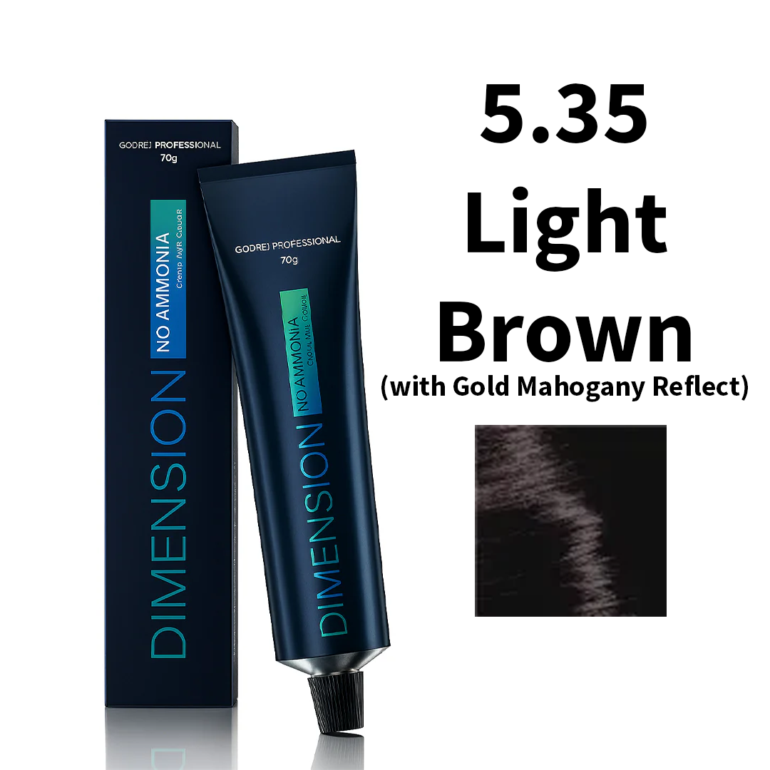Godrej Professional Dimension No Ammonia Cream Hair Colour Gold Reflects 5.35 - Light Brown (with Gold Mahogany Reflect) 70g