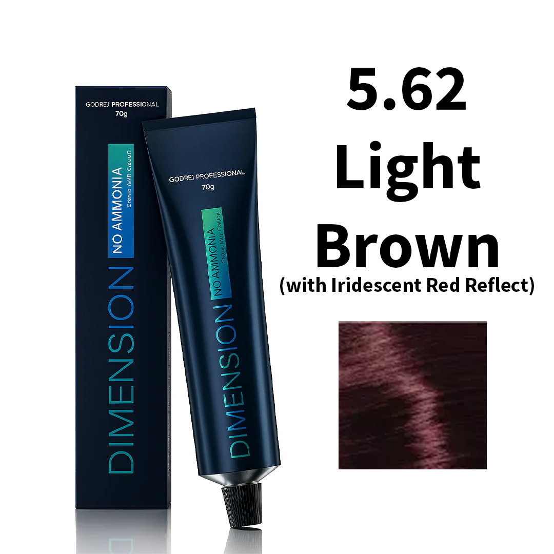 Godrej Professional Dimension No Ammonia Cream Hair Colour Red, Mahogany Iridescent Reflects 5.62 - Light Brown (with Iridescent Red Reflect) 70g