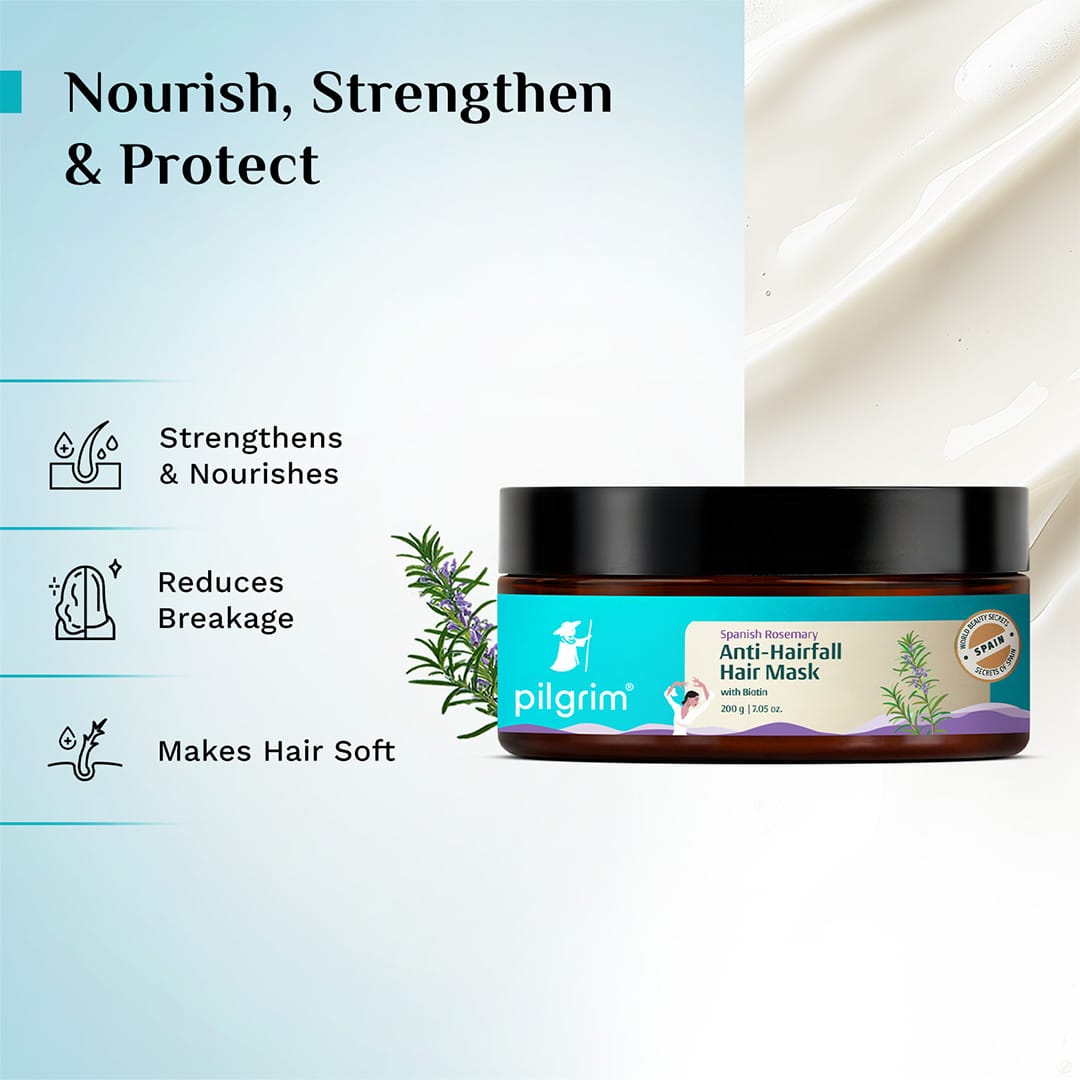 Pilgrim Spanish Rosemary & Biotin Anti-Hairfall Hair Mask, 200g - Image 4 - Buy from Indicrest