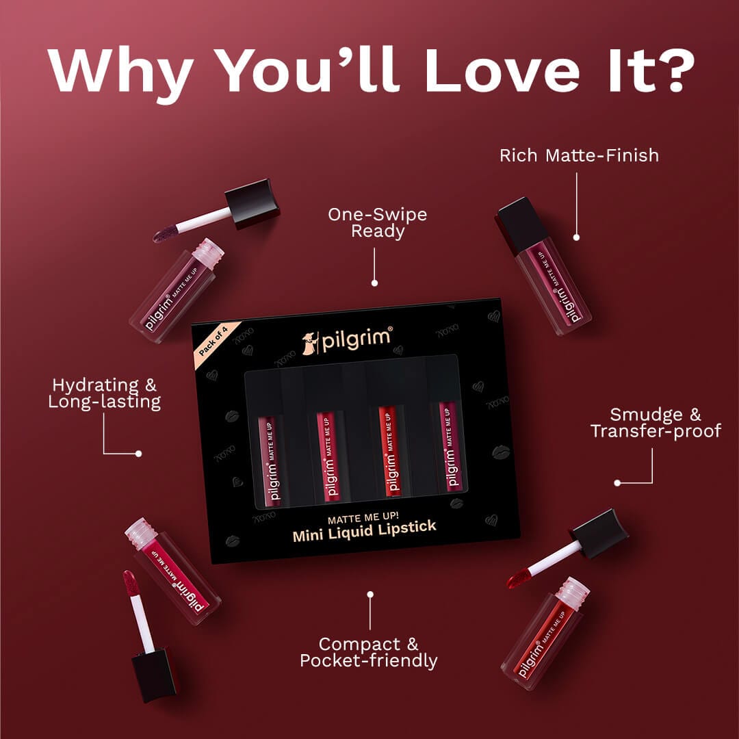 pilgrim matte me up liquid lipstick 4 in 1 pack minis nude temptation   Image 4   Buy from Indicrest