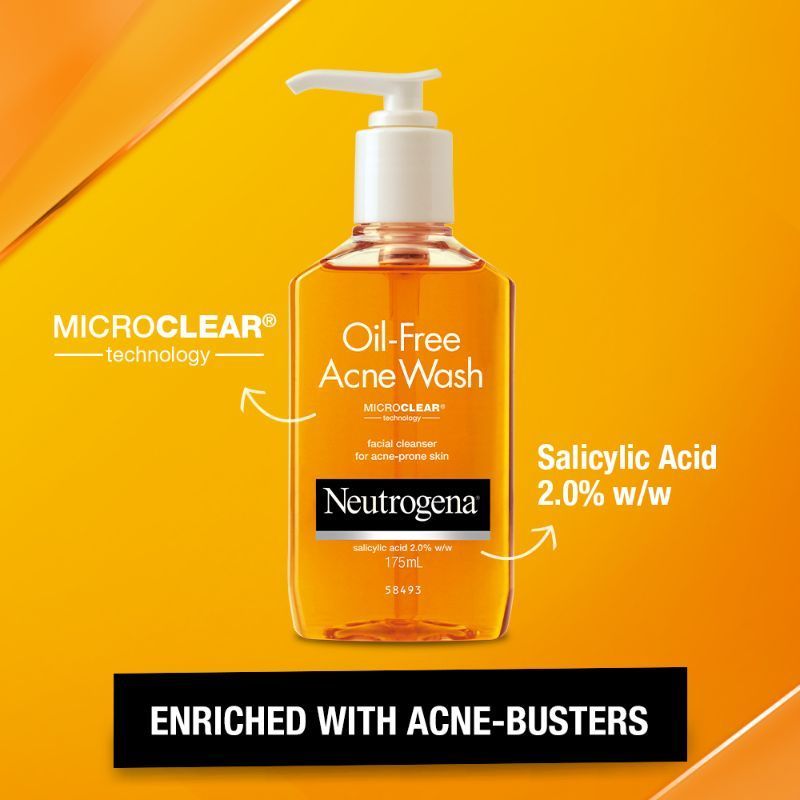 Neutrogena Oil Free Acne Wash Combo With 2% Salicylic Acid For Gentle Yet Effective Acne Cleansing, 2 X 175ml