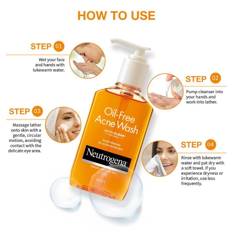 Neutrogena Oil Free Acne Wash Combo With 2% Salicylic Acid For Gentle Yet Effective Acne Cleansing, 2 X 175ml