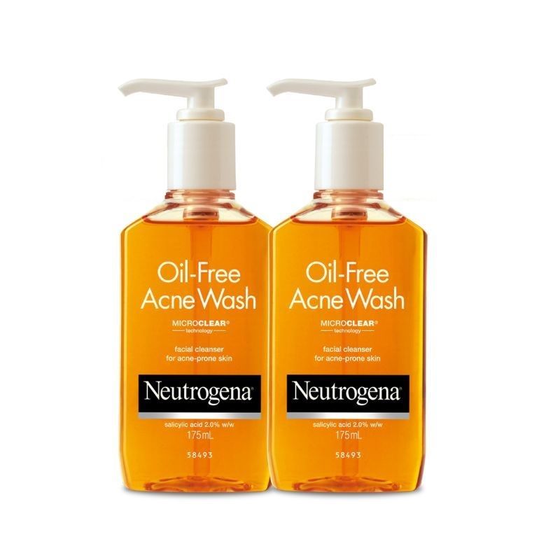 Neutrogena Oil Free Acne Wash Combo With 2% Salicylic Acid For Gentle Yet Effective Acne Cleansing, 2 X 175ml