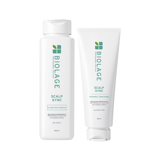 Biolage Scalp Sync Clarifying 2-Step Small Combo (Shampoo + Conditioner) Soothed and Hydrated Scalp for up to 72 hours, Enriched with Fermented Tea & Glycolic Acid, for Men and Women - Buy from Indicrest