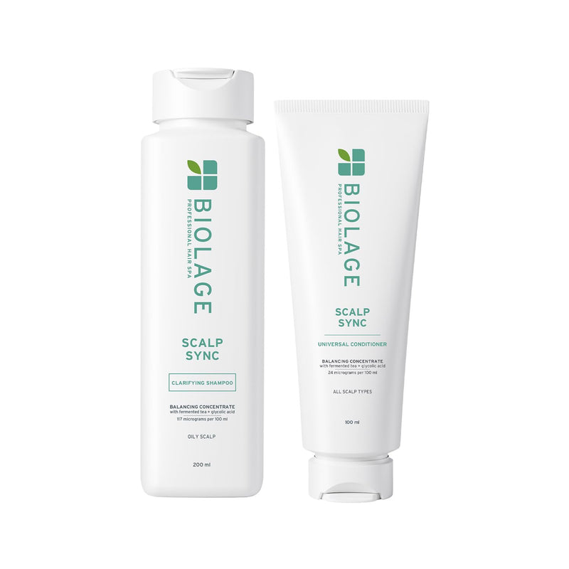 Biolage Scalp Sync Clarifying 2-Step Small Combo (Shampoo + Conditioner) Soothed and Hydrated Scalp for up to 72 hours, Enriched with Fermented Tea & Glycolic Acid, for Men and Women - Buy from Indicrest