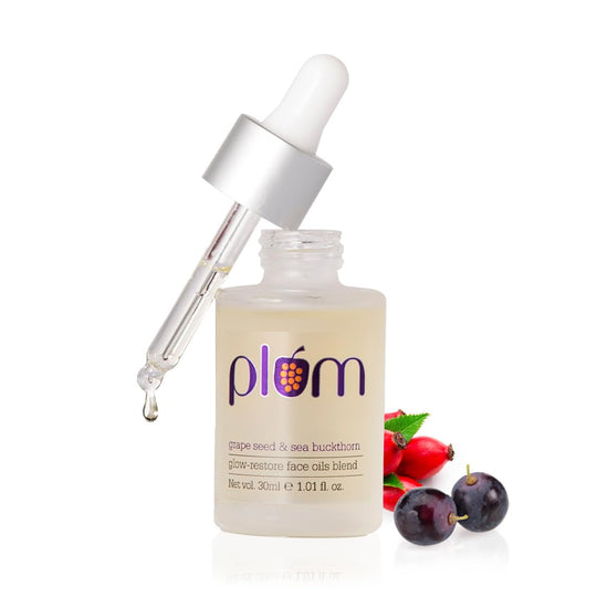Plum Grape Seed & Sea Buckthorn Glow-Restore Face Oils Blend, 30ml Buy at Indicrest