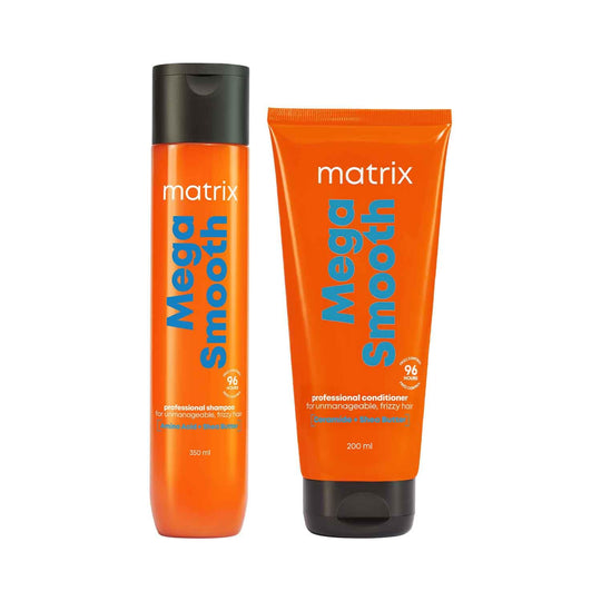 Matrix Mega Smooth Shampoo and Conditioner Combo with Shea Butter |Max Smoothness for 4 Days | Used by 1 Lakh Hairstylists* | For All Hair Types | Paraben Free - Buy from Indicrest