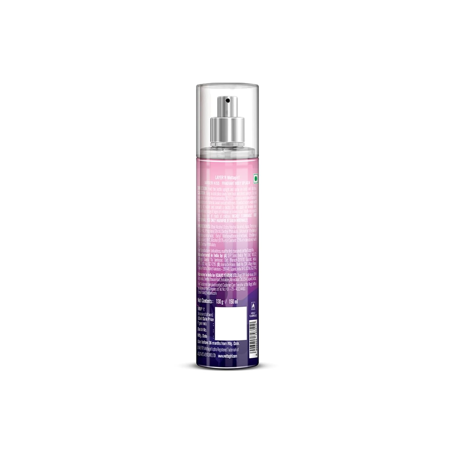 Wottagirl Wottagirl! Amber Kiss Body Splash 150ml | Playful & Fresh Floral Mist with Aquatic and Amber Notes | Long-Lasting, Skin-Friendly & Cruelty-Free Fragrance  - Image 6 - Buy from Indicrest