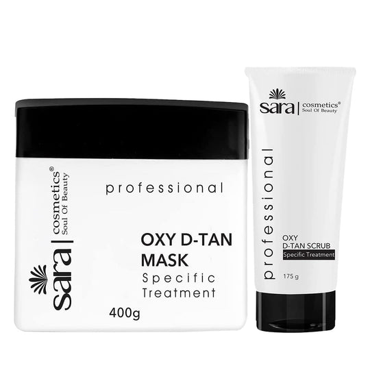 Sara Oxy D-Tan Face Mask Pack, 400g + Oxy D-Tan Scrub, 175gm For Instant Tan removal and Blemish Prone Skin, De-Tan For Women, Men, (Pack of 2) - Buy from Indicrest