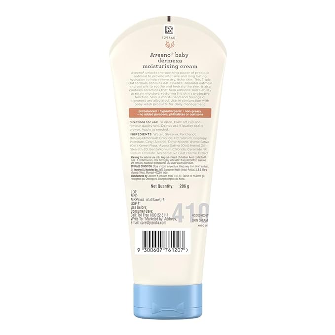 Aveeno Baby Dermexa Cream, 206gms | Gentle Baby Moisturising Cream