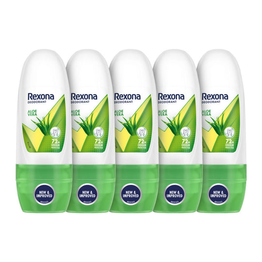 Rexona Women Deodorant Underarm Roll On Aloe Vera 72 Hour Odour Protection (Pack of 5), 125ml Buy at Indicrest