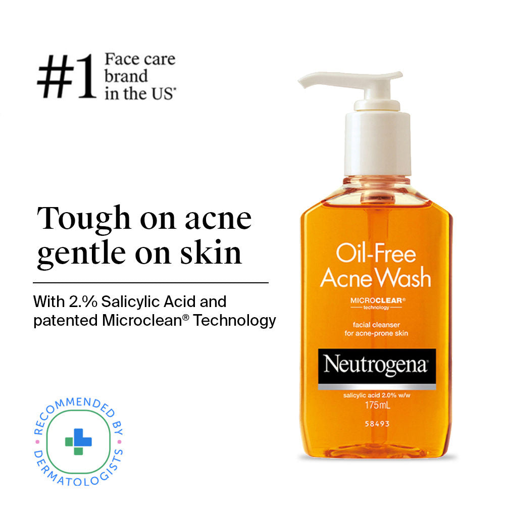 Neutrogena Oil Free Acne Cleansing Face Wash with 2% Salicylic Acid for Acne Prone & Oily Skin, 175ml
