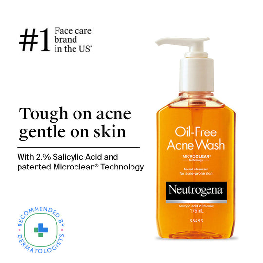Neutrogena Oil Free Acne Cleansing Face Wash with 2% Salicylic Acid for Acne Prone & Oily Skin, 175ml