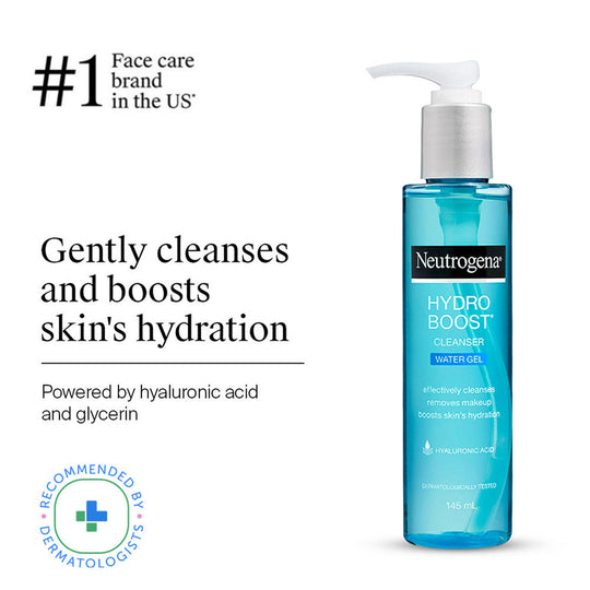 Neutrogena Hydro Boost Cleanser Water Gel Face Wash with Hyaluronic Acid for Normal & Sensitive Skin, 145ml