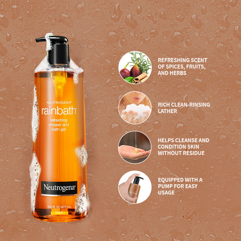 Neutrogena Rainbath Refreshing Shower & Bath Gel Body Wash For Cleansing Skin Without Residue, 473ml