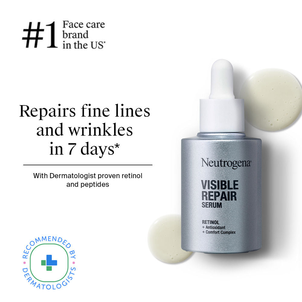 Neutrogena Visible Repair Anti-Ageing Retinol + Peptide Night Face Serum For Wrinkles & Fine Lines, 30ml