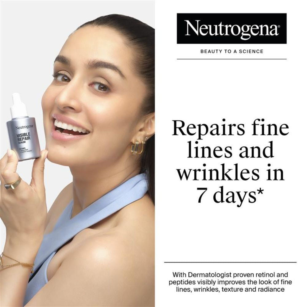 Neutrogena Visible Repair Anti-Ageing Retinol + Peptide Night Face Serum For Wrinkles & Fine Lines, 30ml