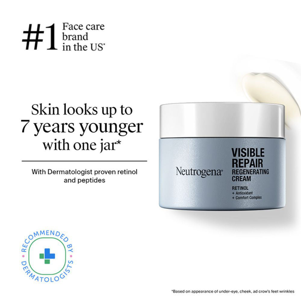 Neutrogena Visible Repair Retinol + Peptide Anti-Ageing Day & Night Cream For Wrinkles & Fine Lines, 50g