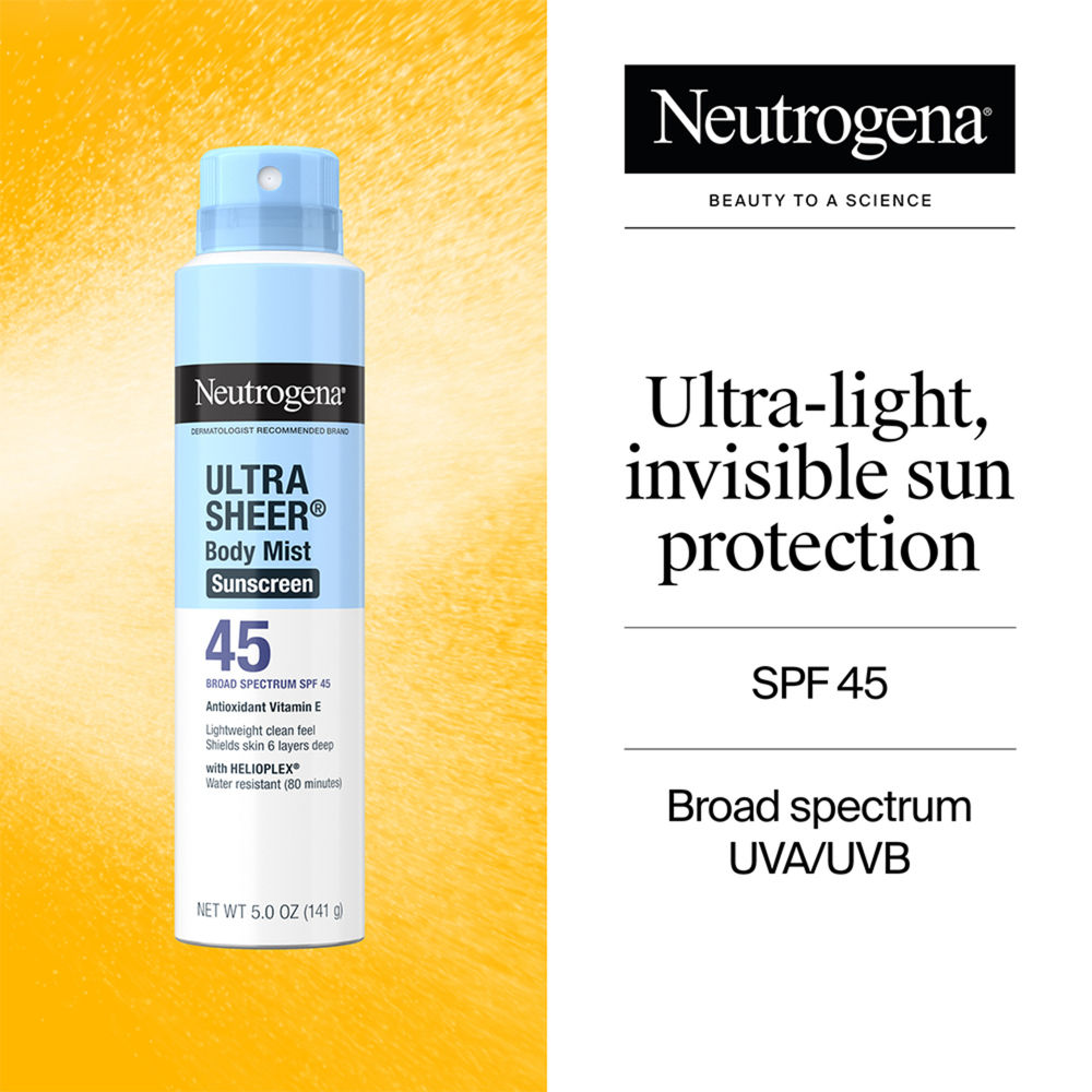 Neutrogena Ultra Sheer Body Mist Sunscreen Broad Spectrum SPF 45, 141g
