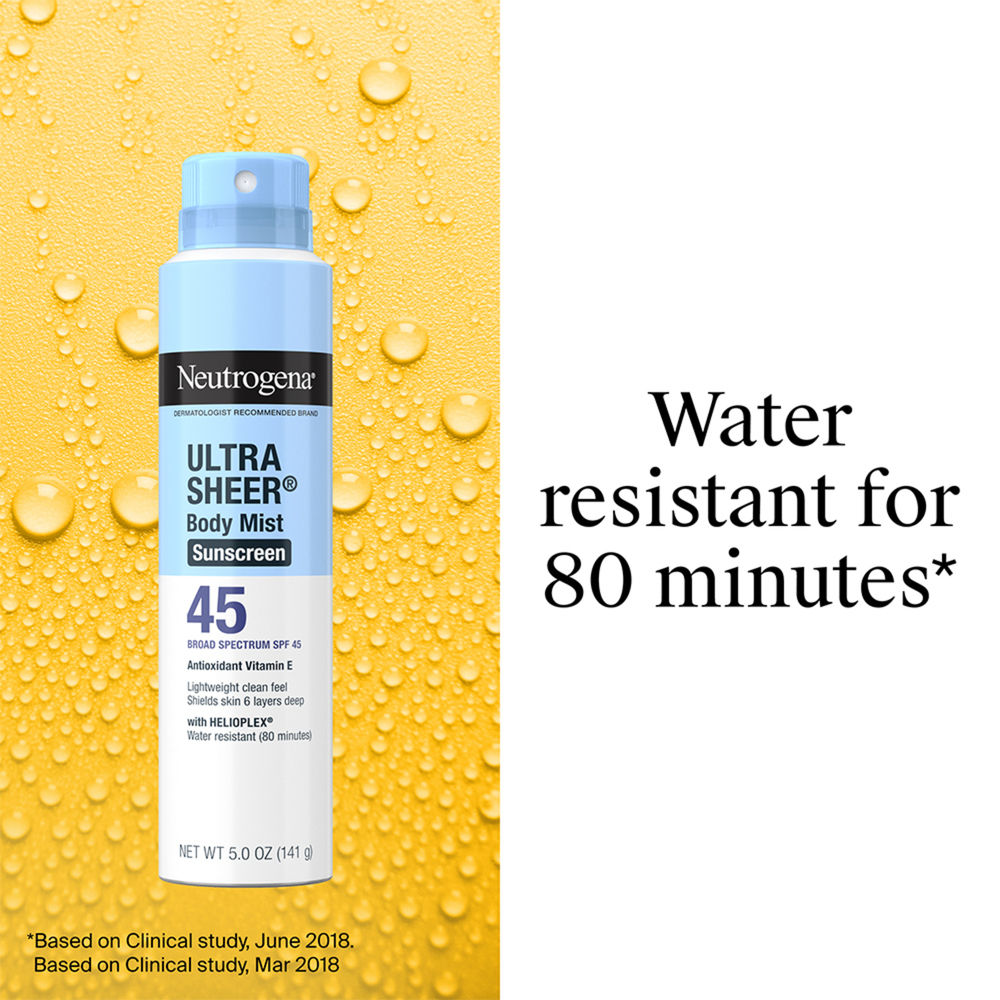 Neutrogena Ultra Sheer Body Mist Sunscreen Broad Spectrum SPF 45, 141g