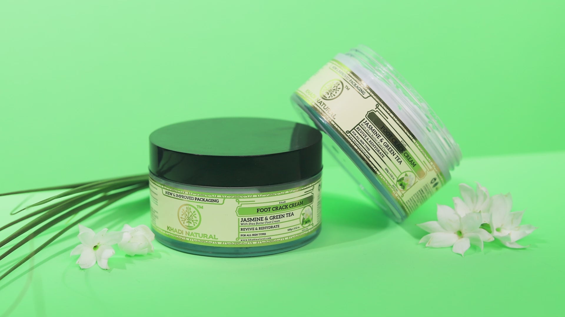 Khadi Natural Jasmine & Green Tea Herbal Foot Crack Cream with Sheabutter - 100gm - Image 2 - Buy from Indicrest