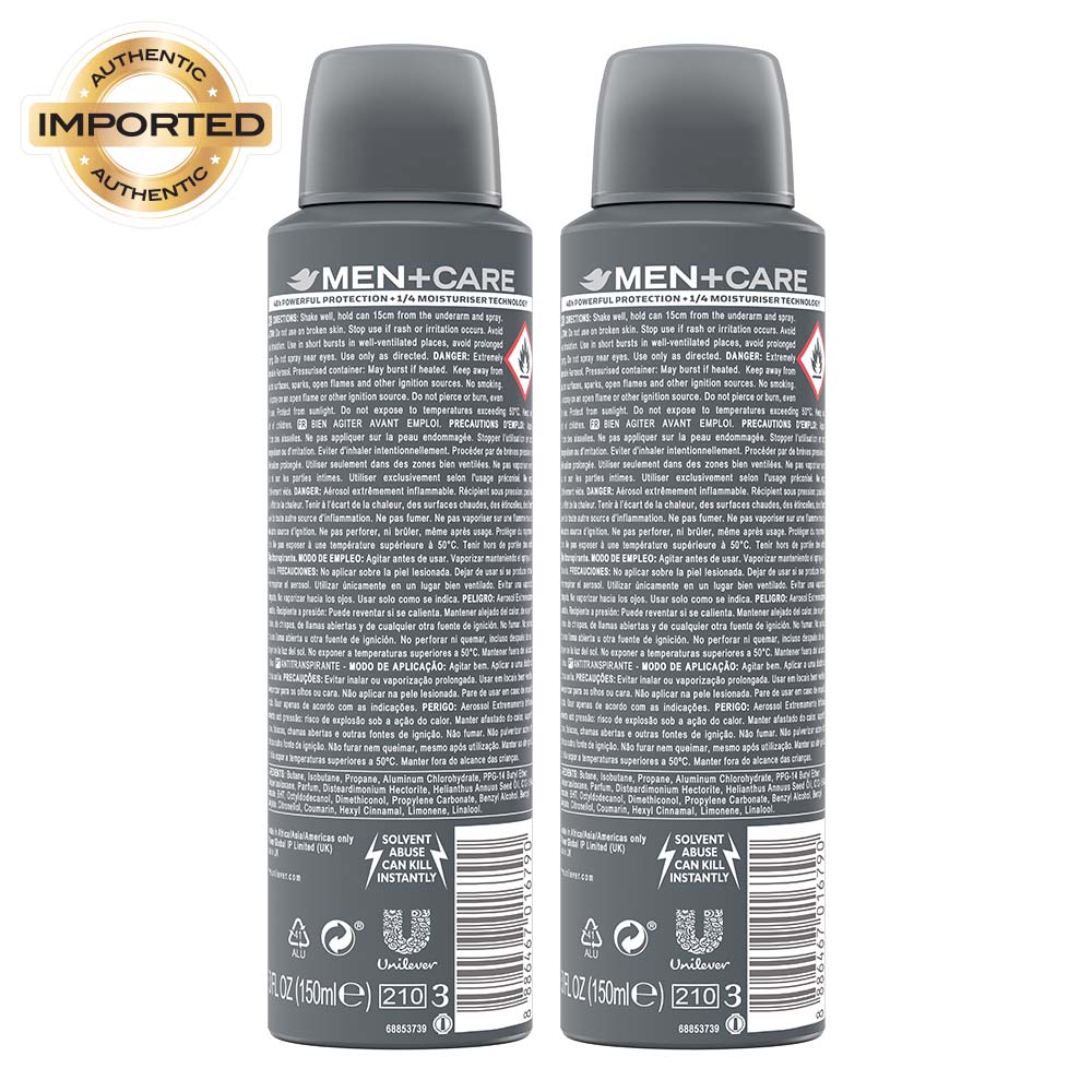 Dove Men+Care Invisible Dry Spray Antiperspirant Deodorant (Pack of 2), 150ml Each Buy at Indicrest Image 3