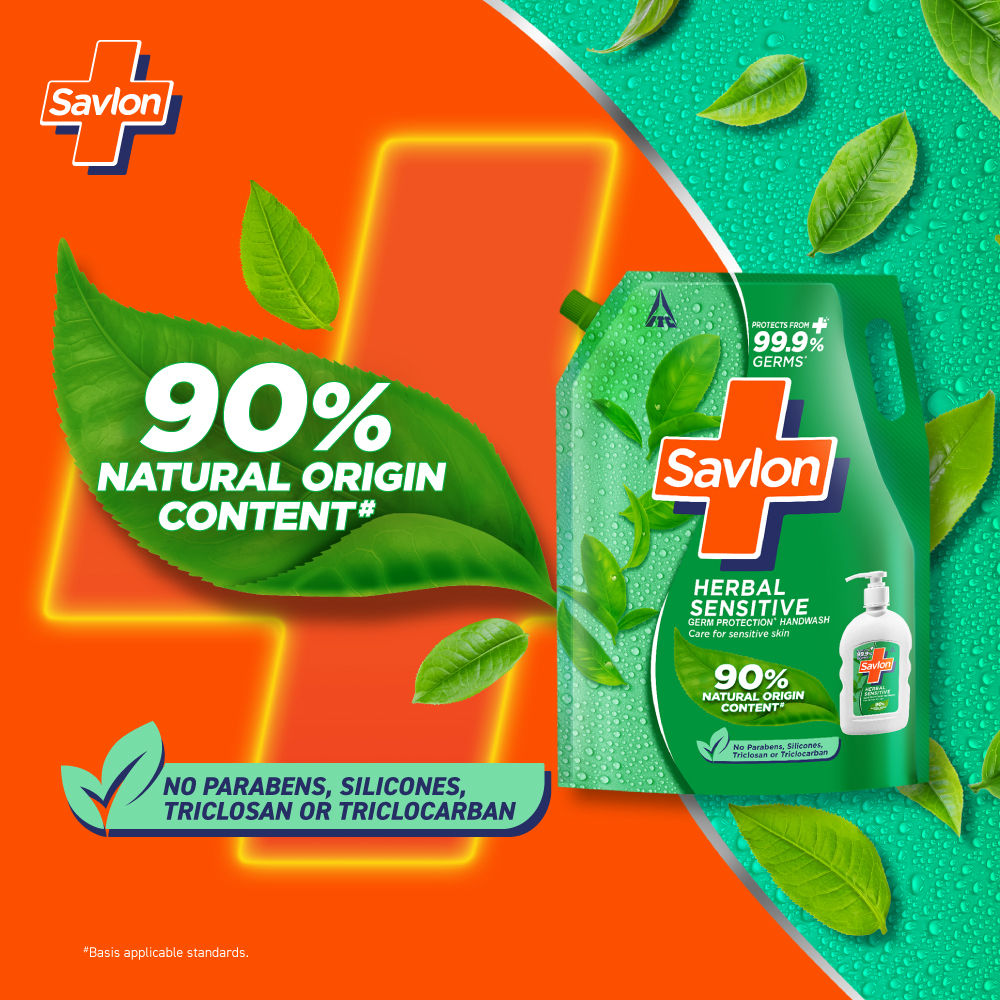Savlon Herbal Sensitive Germ Protection Liquid Handwash Refill, 1300ml Buy at Indicrest Image 4