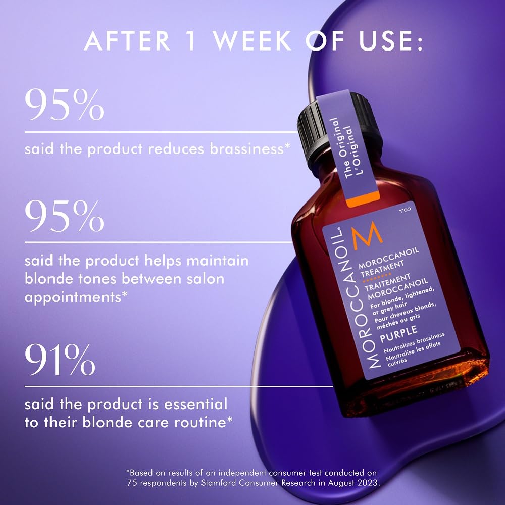 Moroccanoil Treatment Purple Oil | Argan Oil +Violet Pigments | Tones Brassiness in Blonde & Grey Hair, 25ml