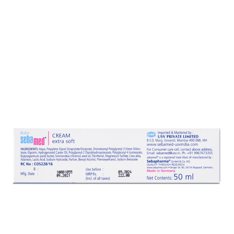 Sebamed Baby Cream Extra Soft, PH 5.5, Panthenol And Jojoba Oil, Clinically Tested, ECARF Approved, 50ml