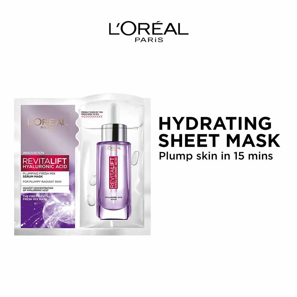 L'Oreal Paris Revitalift Hyaluronic Acid Fresh Mix Serum Hydrating Sheet Mask, 33g Buy at Indicrest