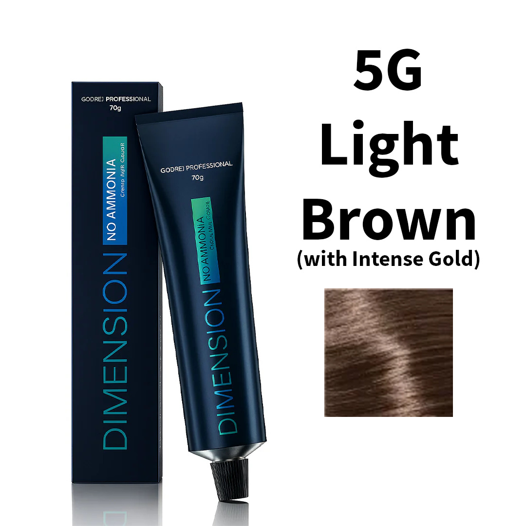 Godrej Professional Dimension No Ammonia Cream Hair Colour Gold Reflects 5G - Light Brown (with Intense Gold) 70g