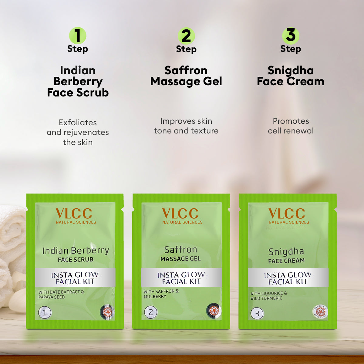 VLCC Salon Series Insta Glow Facial Kit ( 6 Facials ) - 252 g - Image 5 - Buy from Indicrest