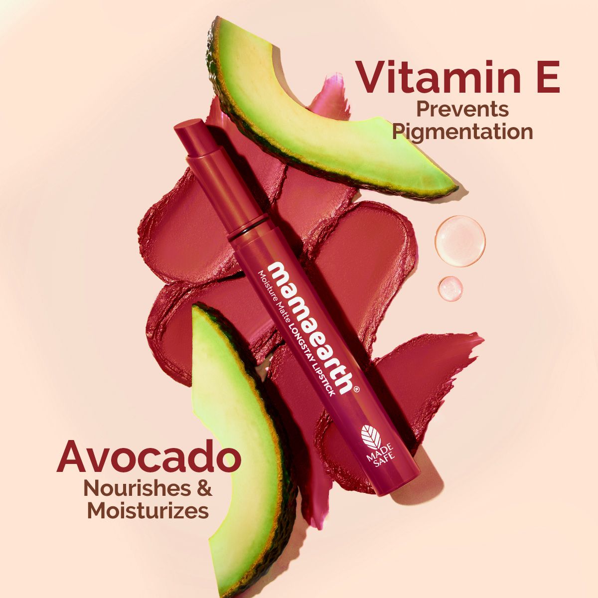 Mamaearth Moisture Matte Longstay Lipstick, 2g | Cherry Punch - Image 5 - Buy from Indicrest