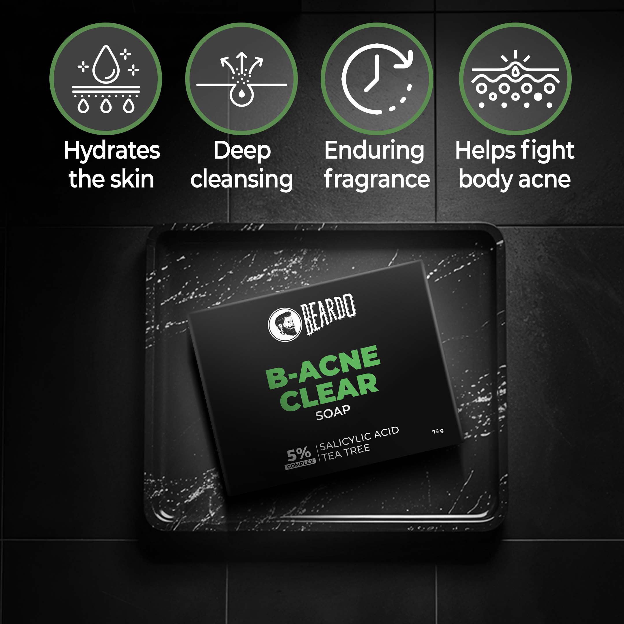 Beardo B-Acne Clear Bathing Bar, Pack of 3 - Image 5 - Buy from Indicrest