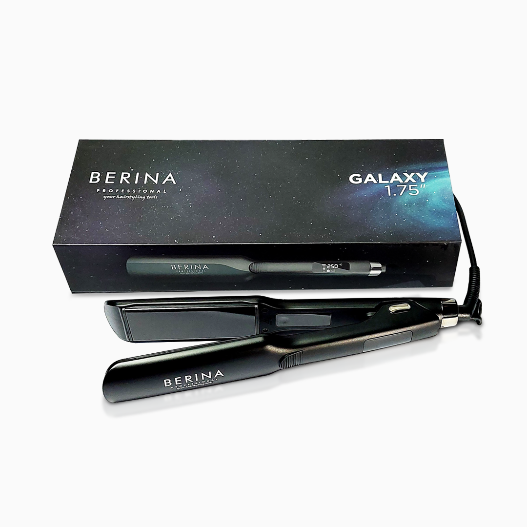 Berina Professional Galaxy 1.75-Inch Black BC-160 Extra Wide Plate Straightener | Ideal for Thick, Curly & Long Hair, 1.75-Inch Black BC-160