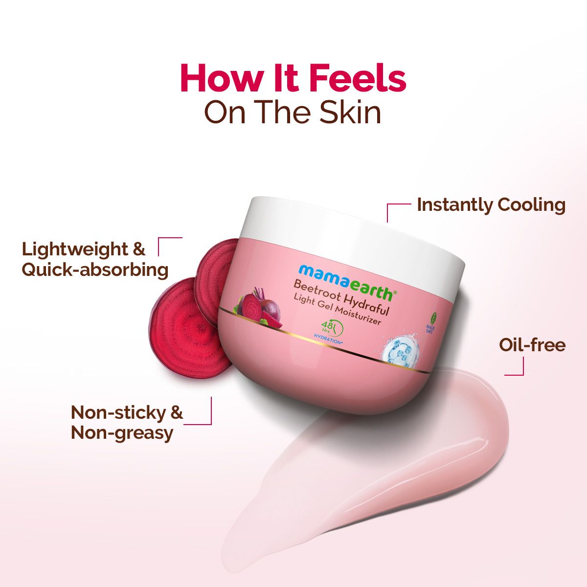 Mamaearth Beetroot Hydraful Light Gel Moisturizer with Beetroot & Hyaluronic Acid for Hydrated Pink Glow, 200g - Image 3 - Buy from Indicrest