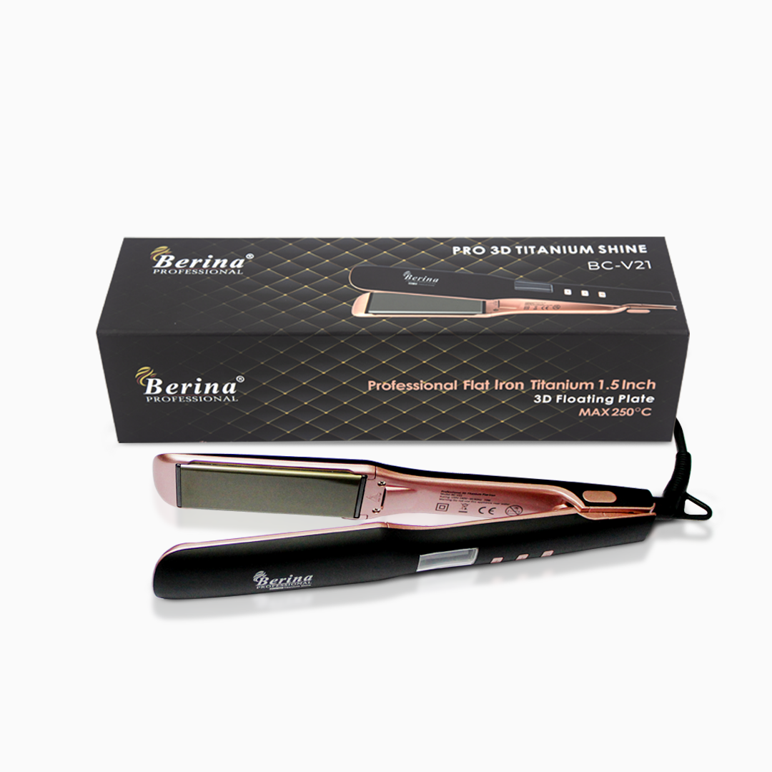 Berina Professional Pro 3D Titanium Shine BC-V21 Hair Straightener | Salon-Smooth Finish & Advanced Styling, BC-V21