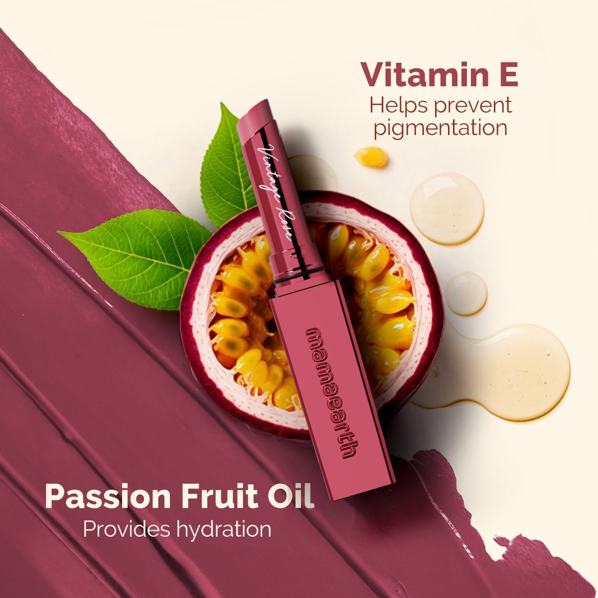 Mamaearth Luxe Matte Long Stay Lipstick with Passion Fruit Oil & Vitamin E, 2g | Vintage Rose - Image 5 - Buy from Indicrest