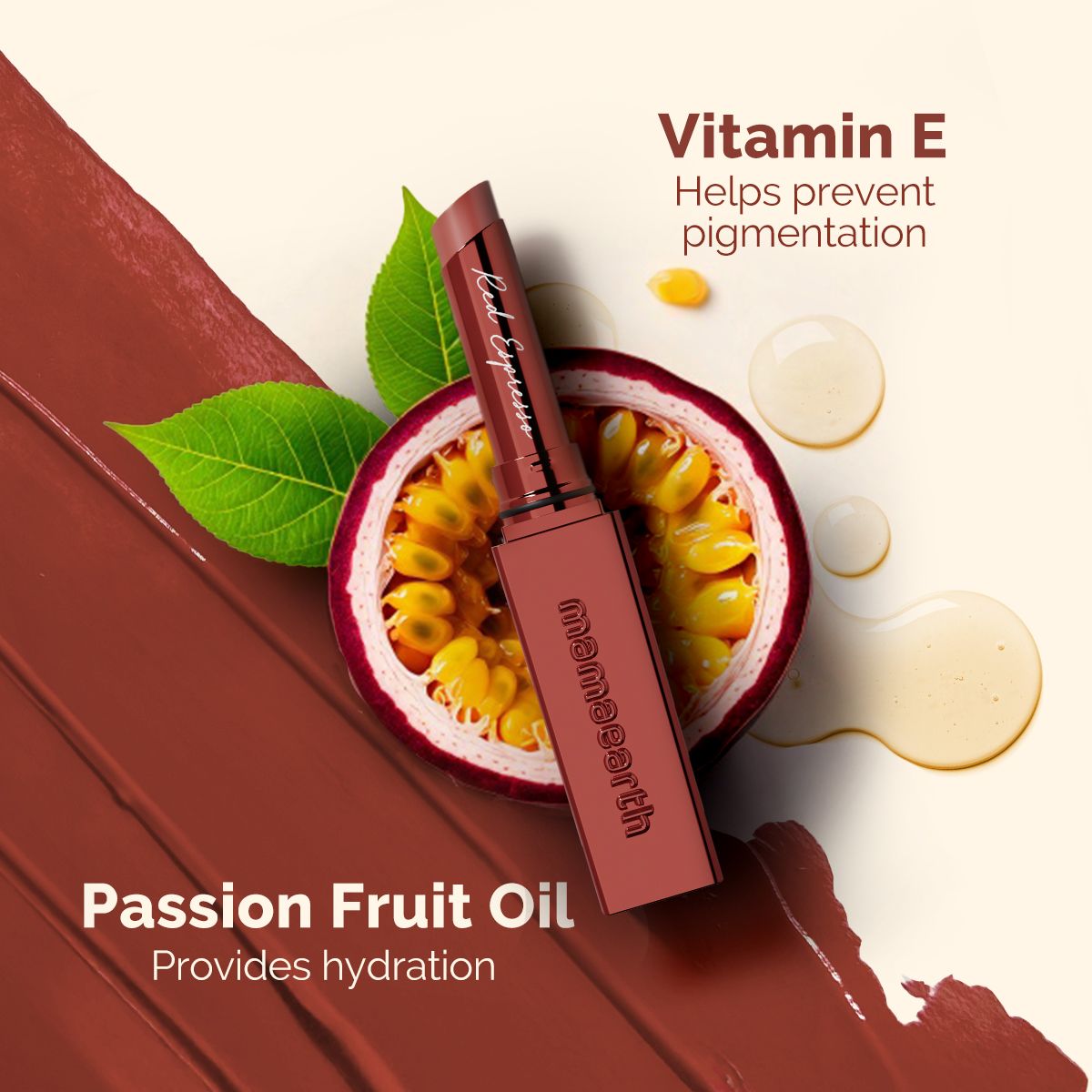 Mamaearth Luxe Matte Long Stay Lipstick with Passion Fruit Oil & Vitamin E, 2g | Red Espresso - Image 5 - Buy from Indicrest