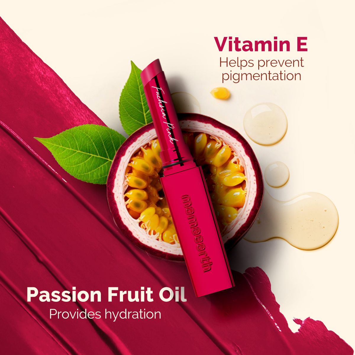 Mamaearth Luxe Matte Long Stay Lipstick with Passion Fruit Oil & Vitamin E, 2g | Fuchsia Pink - Image 5 - Buy from Indicrest