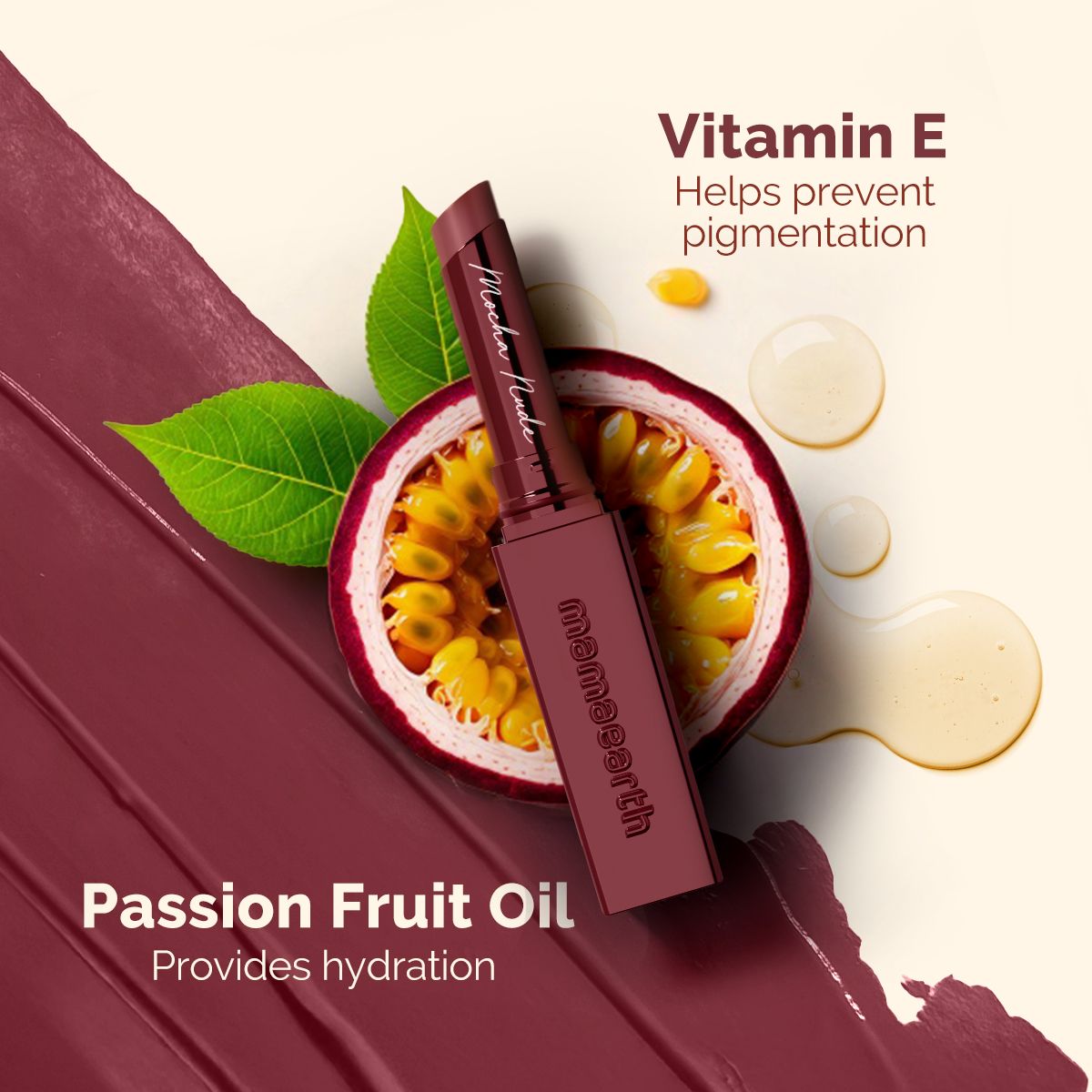 Mamaearth Luxe Matte Long Stay Lipstick with Passion Fruit Oil & Vitamin E, 2g | Mocha Nude - Image 5 - Buy from Indicrest