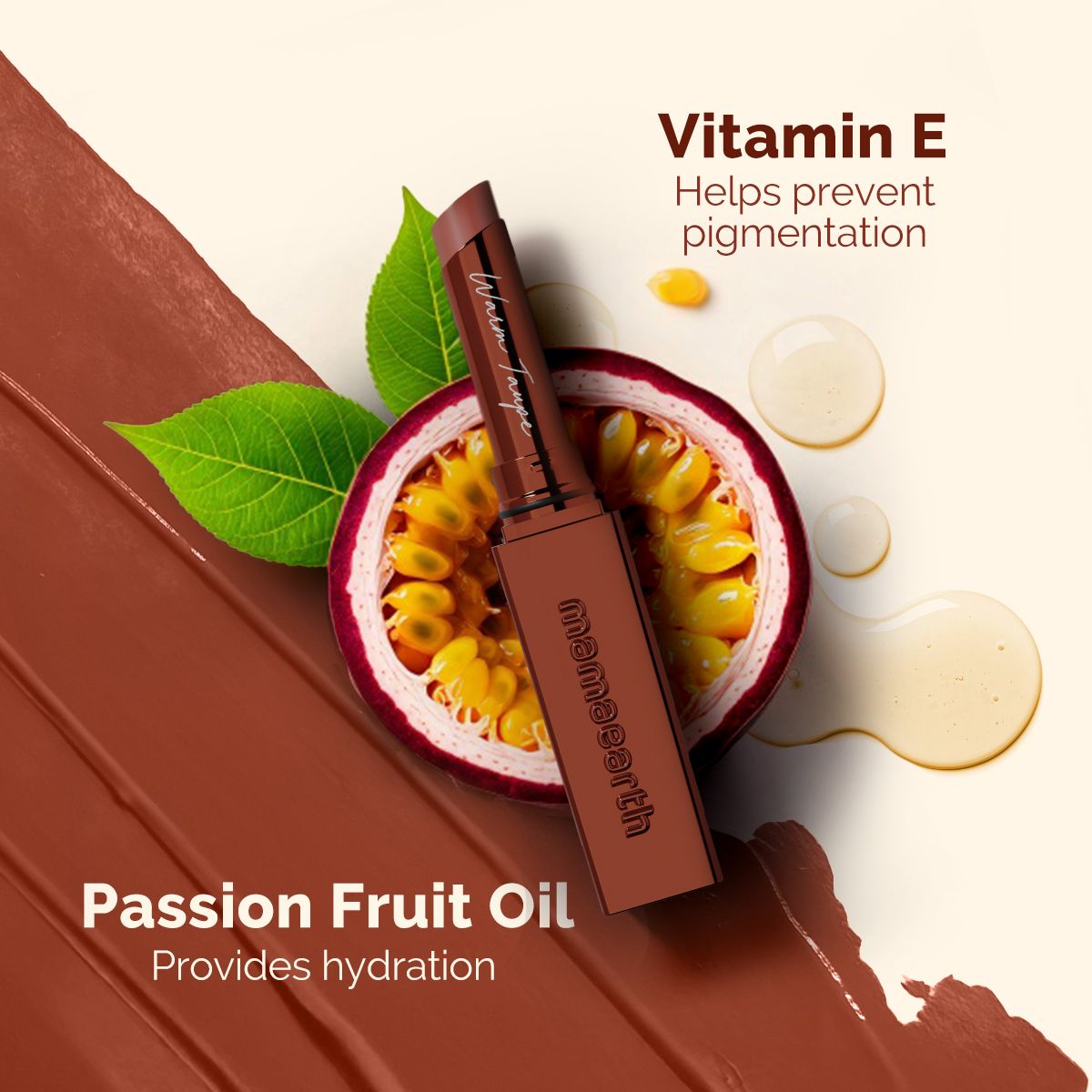 Mamaearth Luxe Matte Long Stay Lipstick with Passion Fruit Oil & Vitamin E, 2g | Warm Taupe - Image 5 - Buy from Indicrest