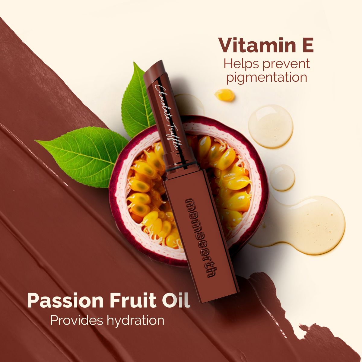 Mamaearth Luxe Matte Long Stay Lipstick with Passion Fruit Oil & Vitamin E, 2g | Chocolate Truffle - Image 5 - Buy from Indicrest